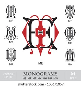 Vintage Monogramme ME MF MT MX MH MR MW