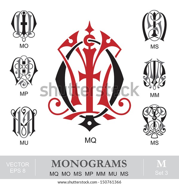Vintage Monograms Mq Mo Ms Mp Stock Vector (Royalty Free) 150761366