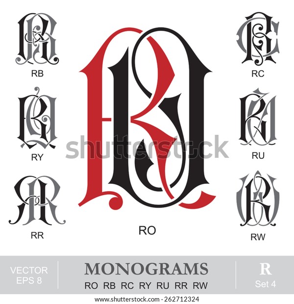 Vintage Monograms Ro Rb Rc Ry Stock Vector Royalty Free