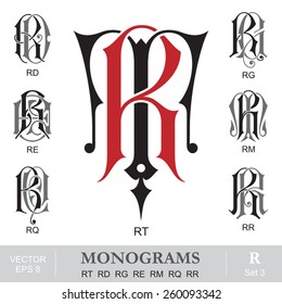 Vintage Monograms RT RD RG RE RM RQ RR