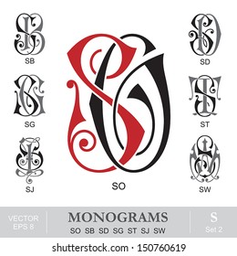 Vintage Monograms SO SB SD SG ST SJ SW