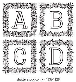 Vintage Monograms Set M N O Stock Vector (Royalty Free) 445927849