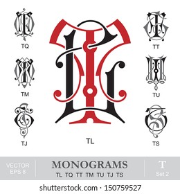 Vintage Monograms TL TQ TT TM TU TJ TS