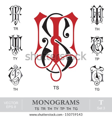 Vintage Monograms TS TR TH TY TP TH TG [[stock_photo]] © 