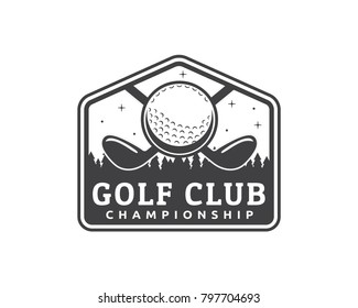 Vintage Monotone Golf Badge Logo Illustration