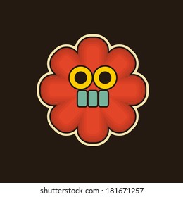 Vintage monster. Cool vector illustration with robot face.