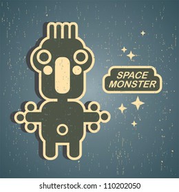 Vintage monster. Retro robot illustration in vector.