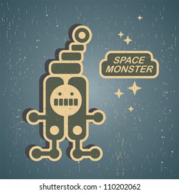 Vintage monster. Retro robot illustration in vector.