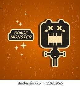 Vintage monster. Retro robot illustration in vector.