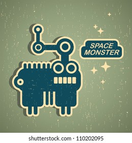 Vintage monster. Retro robot illustration in vector.