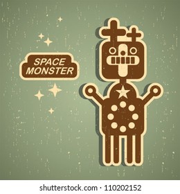 Vintage monster. Retro robot illustration in vector.