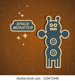 Vintage monster. Retro robot illustration in vector.