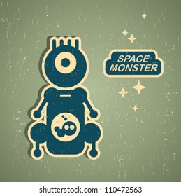 Vintage monster. Retro robot illustration in vector.