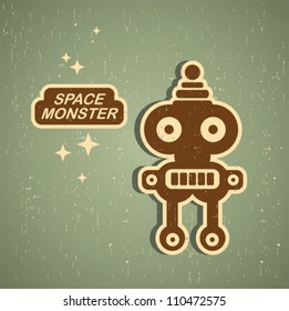 Vintage monster. Retro robot illustration in vector.