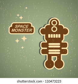 Vintage monster. Retro robot illustration in vector.