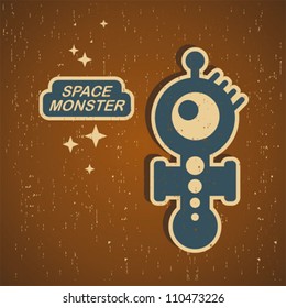 Vintage monster. Retro robot illustration in vector.