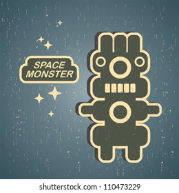 Vintage monster. Retro robot illustration in vector.