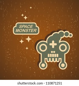 Vintage monster. Retro robot illustration in vector.