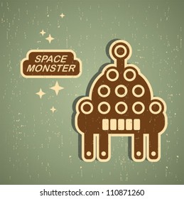 Vintage monster. Retro robot illustration in vector.