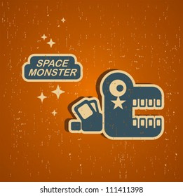 Vintage monster. Retro robot illustration in vector.