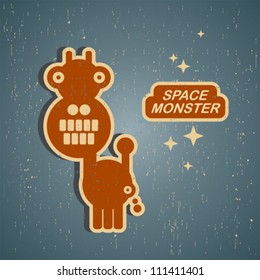 Vintage monster. Retro robot illustration in vector.