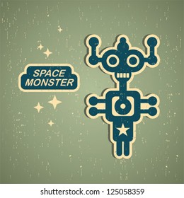 Vintage monster. Retro robot illustration in vector.