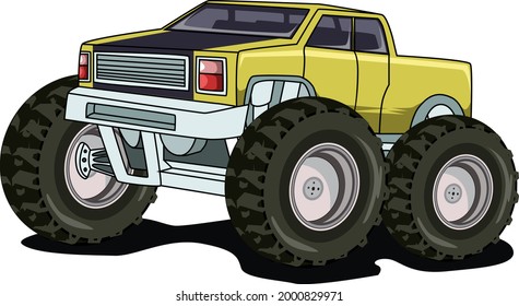 vintage monster truck hand drawing vector