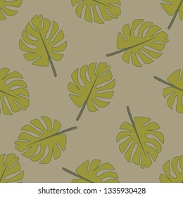 Vintage monstera leaves seamless pattern, great design for any purposes. Beauty, style, fashion design. Trendy vector design. Vintage background. Exotic botanical print. Trendy texture.