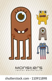 vintage monsters over beige background. vector illustration