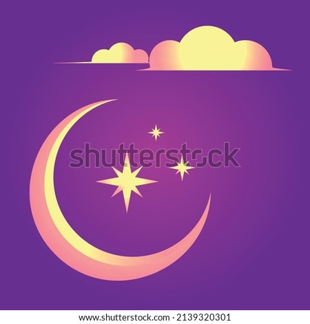 Vintage Moon Crescent Vector Art