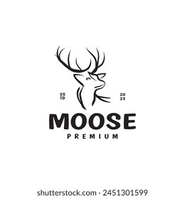 Vintage Moose Deer art brush vector logo design