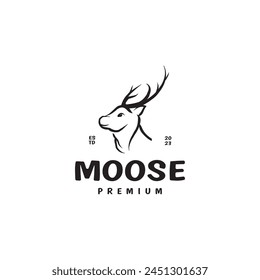 Vintage Moose Deer art brush vector logo design 2