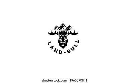 Vintage Moose With Mountain logo vector icon illustration