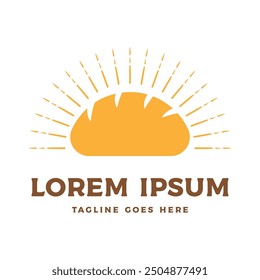 Vintage Morning Sunrise with Bread for Breakfast Cafe Restaurant Icon Symbol Illustration Design Vector