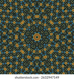Vintage mosaico infinito ornamento vetor composição. Impressão de patchwork plana. Fundo de mosaico interior. Design étnico oriental. Modelo Boho.