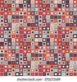 Vintage mosaic geometric seamless pattern. The elements have square shape and different color. Useful as design element for texture and artistic compositions.