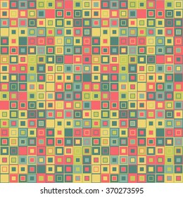 Vintage mosaic geometric seamless pattern. The elements have square shape and different color. Useful as design element for texture and artistic compositions.