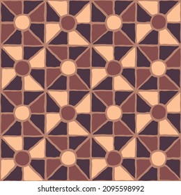 Patrón de mosaico vintage. Baldosa marrón antigua.