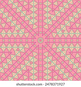 Vintage mosaic repeated pattern vector design. Simple patchwork print. Tribal geometry background. Islamic folk print. Ornate floor tile sample.