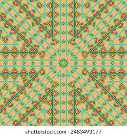Vintage mosaic seamless ornament vector composition. Trendy blanket print. Tribal mosaic pattern. Turkish folk composition. Arabesque style illustration.