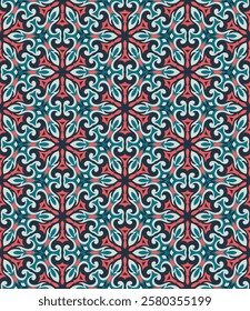 Vintage mosaic seamless pattern. Art forms are grouped and arranged in a specific order. Vector image for print, textile, packaging, interior design and your other projects.