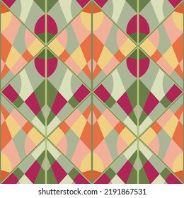 Vintage mosaic seamless pattern. Decorative triangle shapes endless wallpaper. Creative abstract ornament. Design for fabric, textile print, wrapping paper, cover. Vector illustration