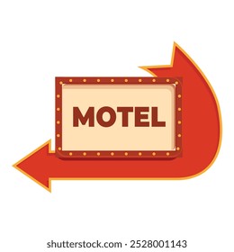 Sinal de motel vintage com luzes brilhantes e setas apontando o caminho para os viajantes