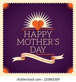 Vintage mother's day card. Vector illustration.