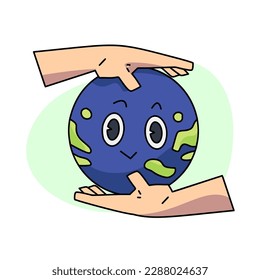 Vintage motivation poster or card design template with walking happy cute Earth planet character mascot with better days ahead caption for t shirt print. Vector illustration