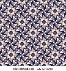 Vintage motley seamless pattern. Overlapping art forms, stripes, polygons, segments are grouped and arranged in a certain order. Vector. 