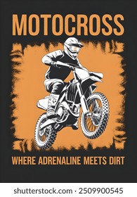 Vintage Motocross Illustration Sticker, Dirt Bike Racing Art Sticker, Extreme Sports Sticker, Retro Motocross Design, Off-Road Motorbike Sticker, Dirt Bike Adventure Illustration, Motocross Rider.