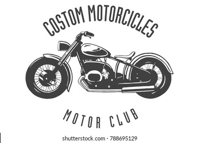 Vintage Motor Club Sign and Label on white background. Emblem of bikers and riders.