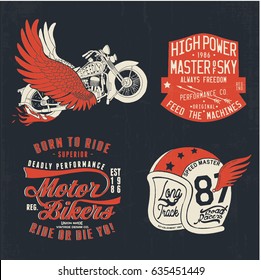 vintage motor designs vector set