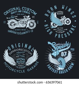 vintage motor label vector set for tee print